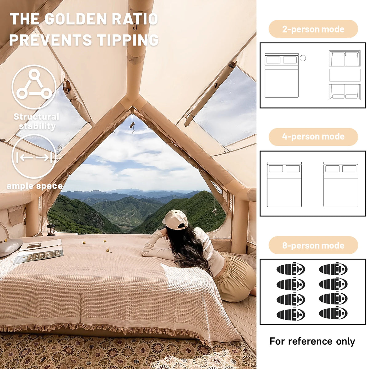 Pakicetus Quick Setup Inflatable Camping Tent Waterproof Hot Tent