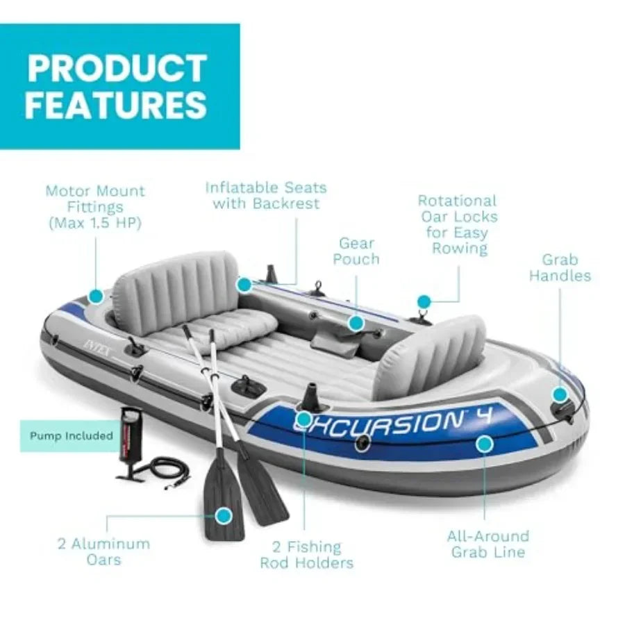 Intex Inflatable Fishing Boat With Oars For Freshwater Use