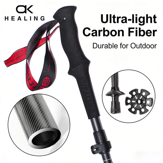 Okhealing Ultralight Carbon Fiber Trekking Poles Walking Sticks For Hiking