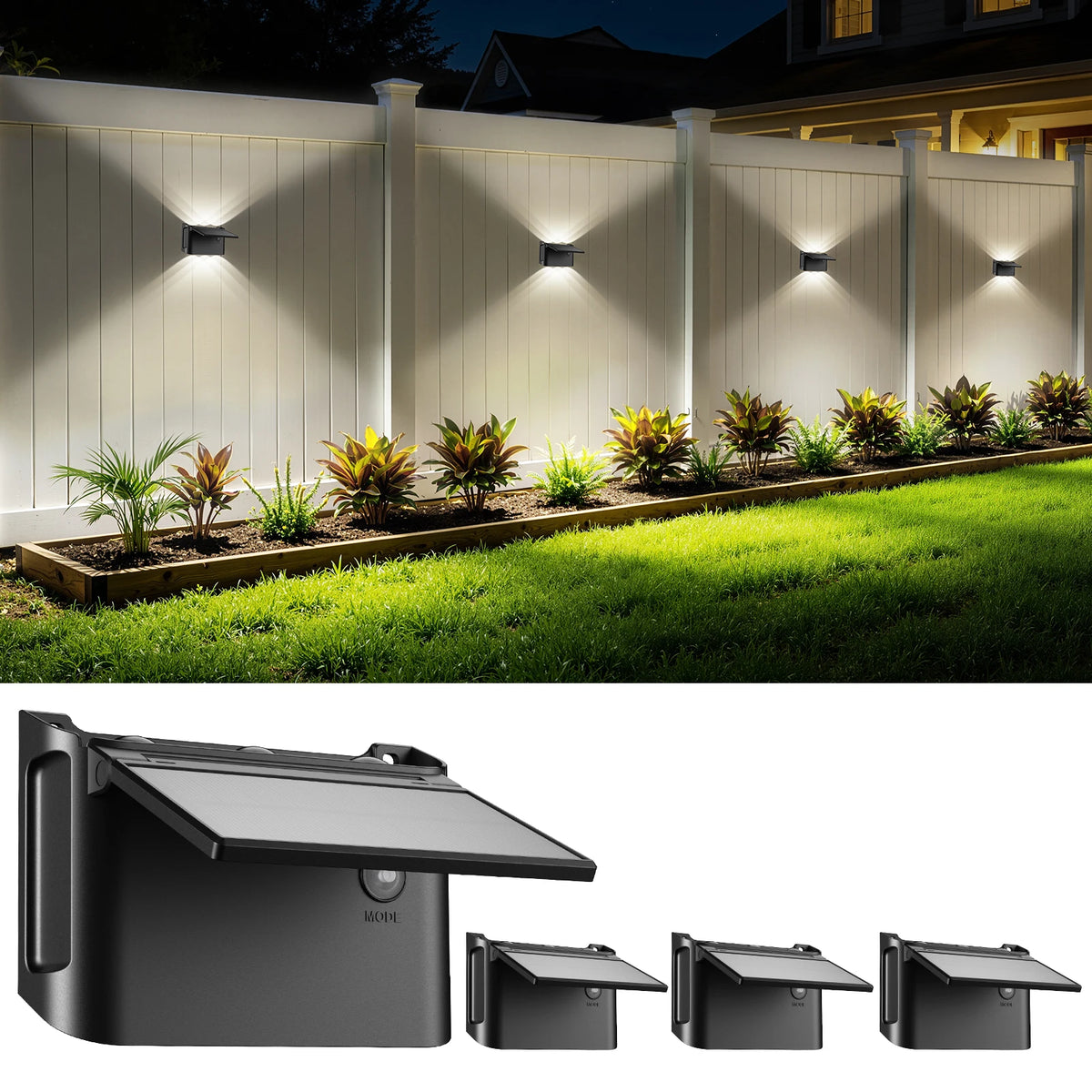 Intelamp Outdoor Solar Wall Lights With Three Color Modes