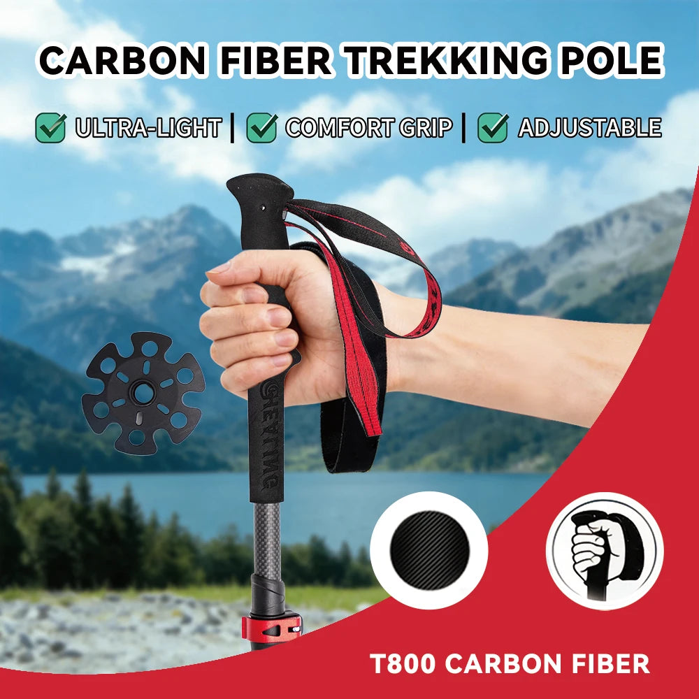 Okhealing Ultralight Carbon Fiber Trekking Poles Walking Sticks For Hiking