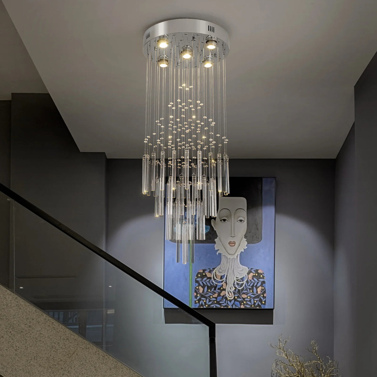 GreeLustr Crystal Ceiling Chandelier Pendant Light Fixture For Living Rooms