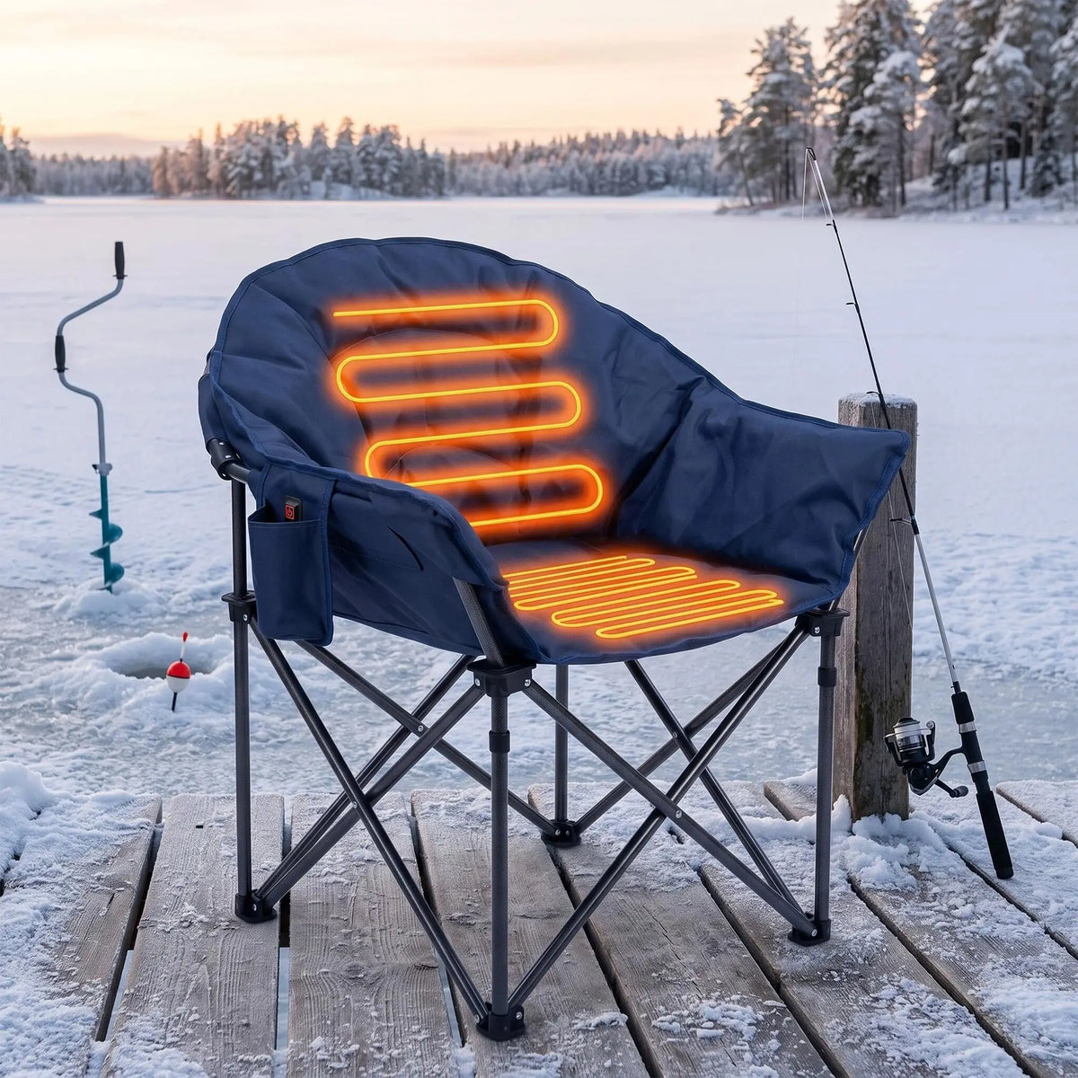 HiMISS Heated High Back Camping Chair With Cup Holder