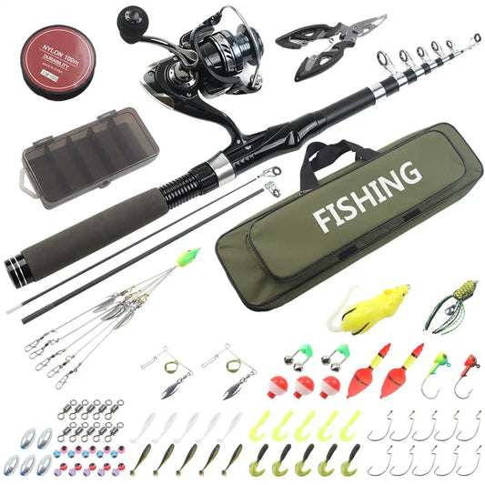 Portable Telescopic Fishing Rod And Reel Combo Kit With Lures