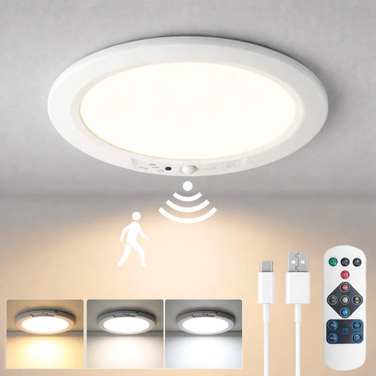 Rechargeable Motion Sensor Ceiling Light With Remote Battery Operated
