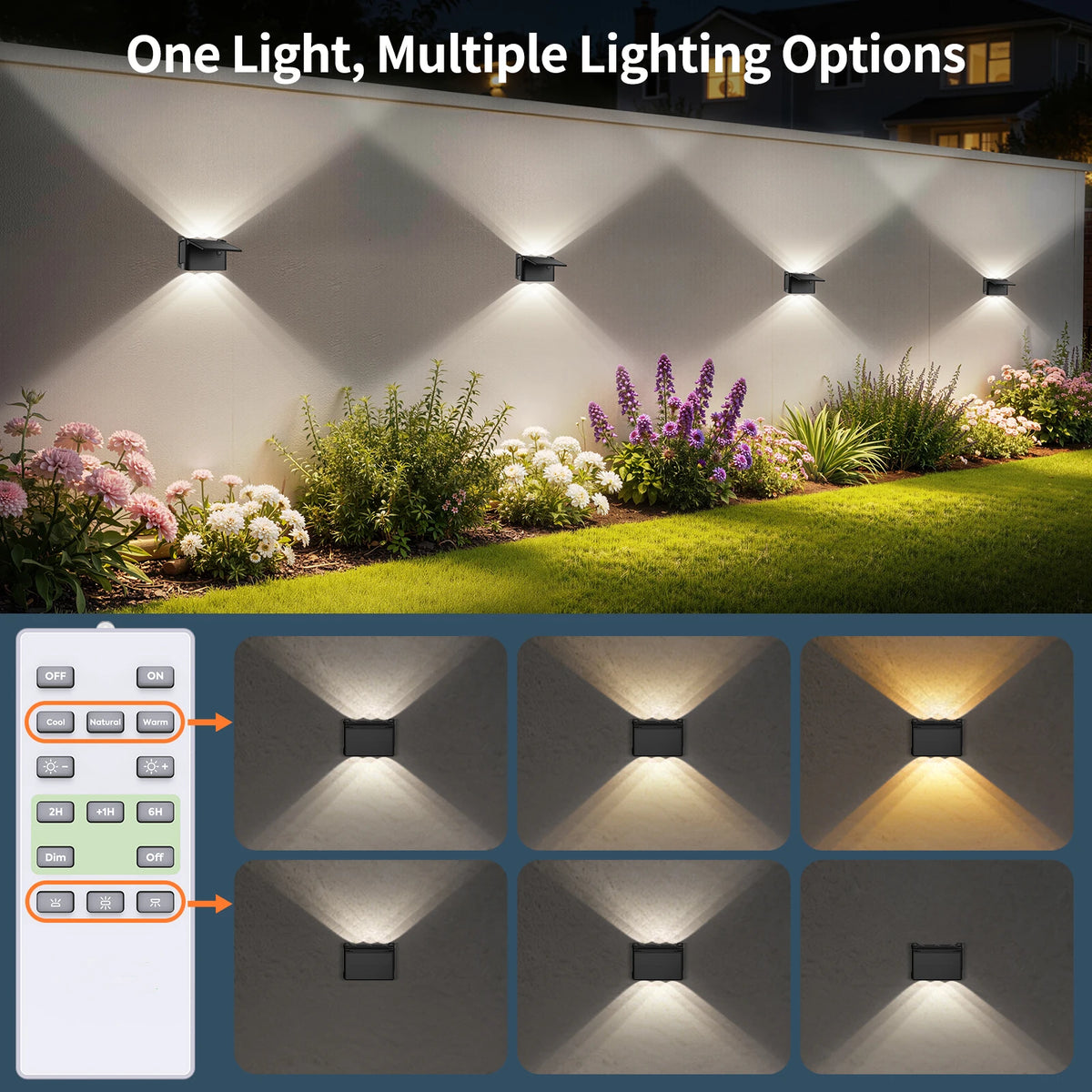 Intelamp Outdoor Solar Wall Lights With Three Color Modes