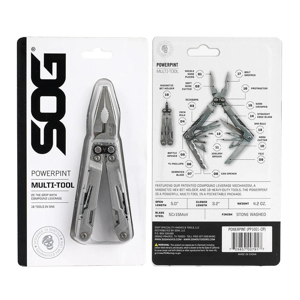 SOG PowerPint 18 In 1 Stainless Steel Mini Multi Tool