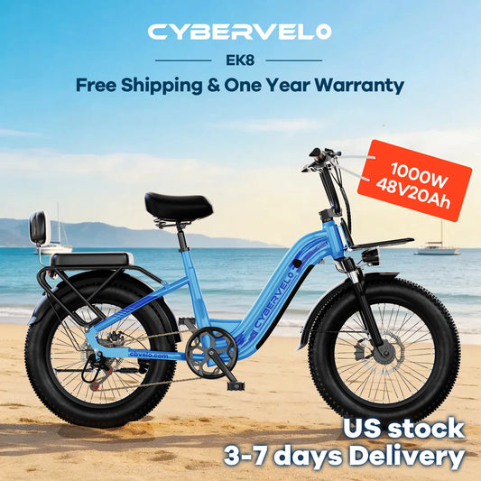 Cybervelo EK8 1000W Peak Step Through Fat Tire Electric Bike