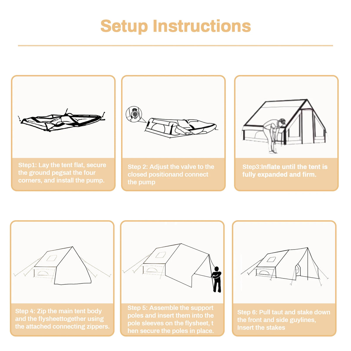 Pakicetus Inflatable Glamping Tent With Roof Window Quick Setup
