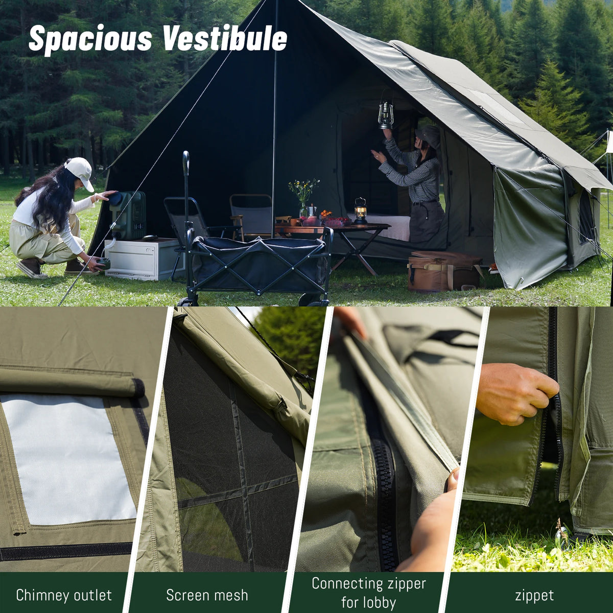 Pakicetus Inflatable Glamping Tent With Roof Window Quick Setup