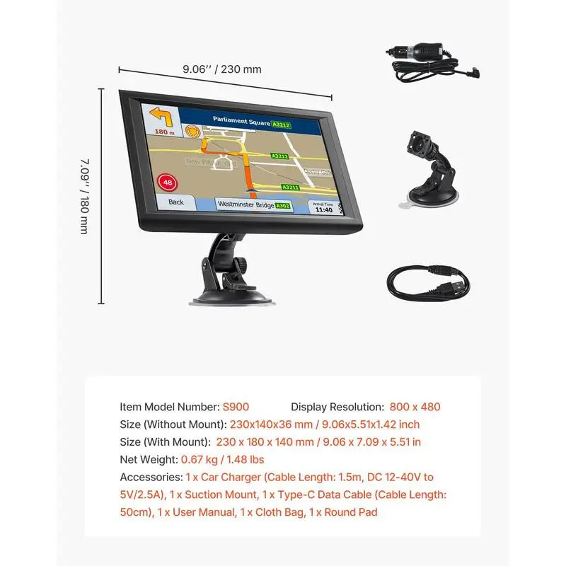 GPS Navigation System With Touchscreen And Built In Dash Cam