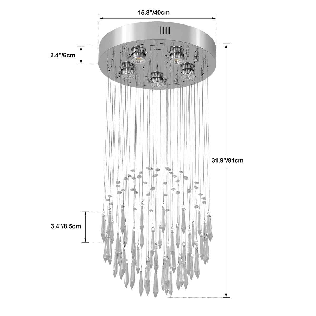 GreeLustr Crystal Ceiling Chandelier Pendant Light Fixture For Living Rooms