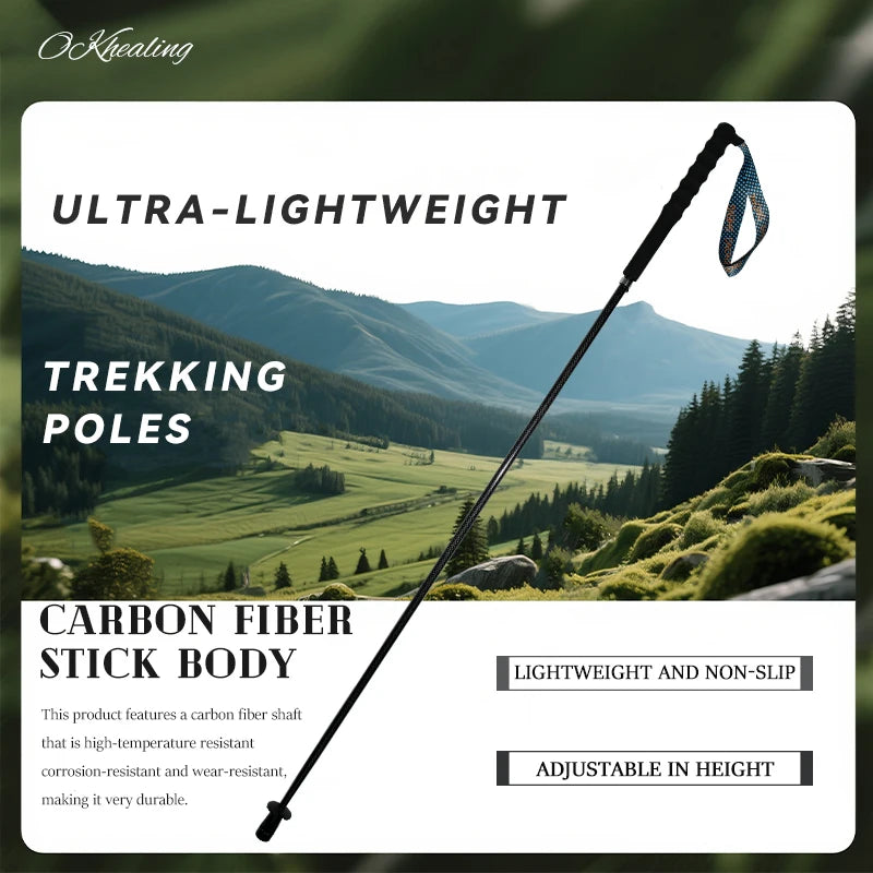 OKHEALING T800 Carbon Fiber Collapsible Hiking Trekking Poles