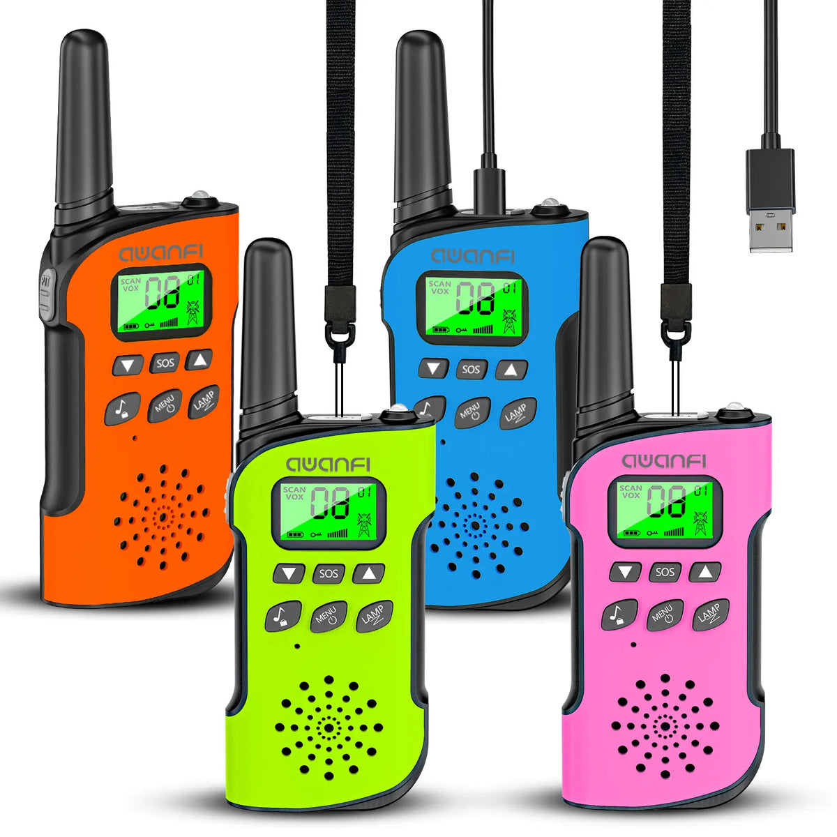 AWANFI Rechargeable Walkie Talkies With Flashlight For Kids And Camping