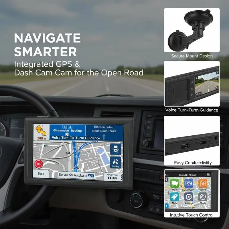 Car GPS Navigation System With Dash Cam And Voice Guidance