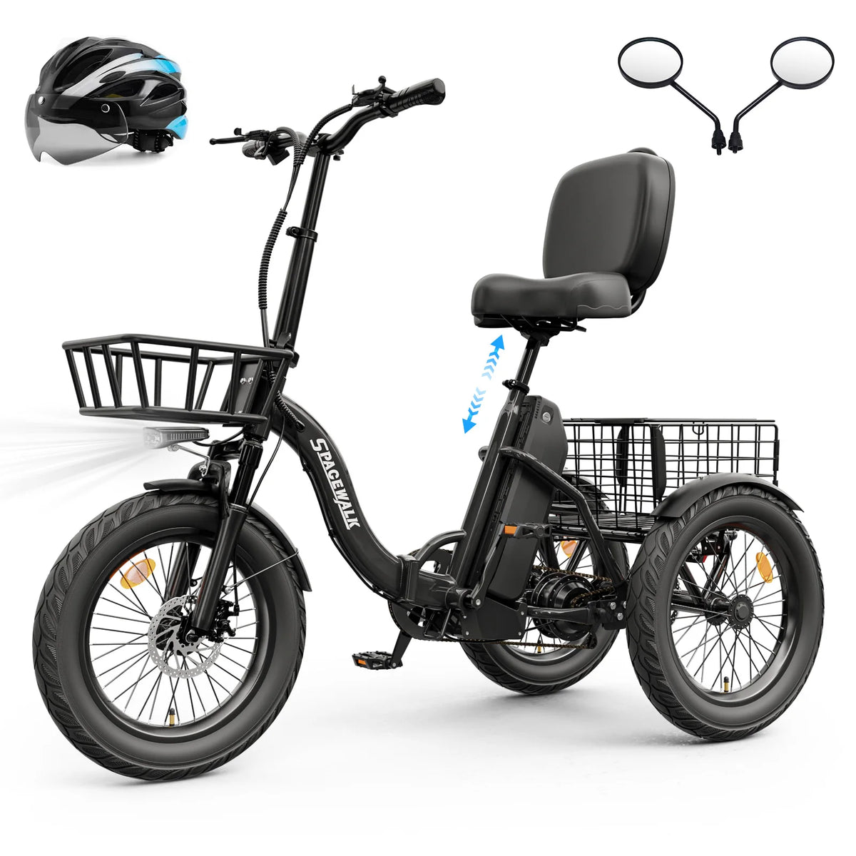 EILLEO SPACEWALK 1200W Peak Electric Trike With Rear Cargo Basket