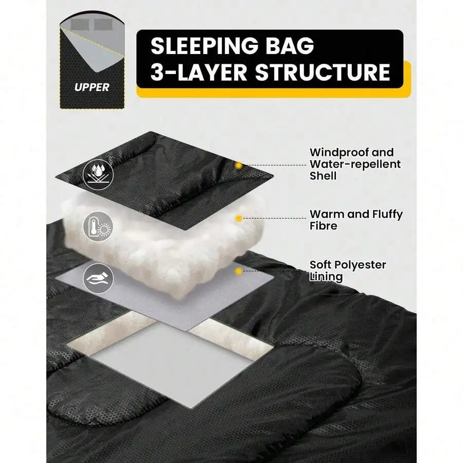 Double Sleeping Bag 2 Person All Season Camping With Pillow