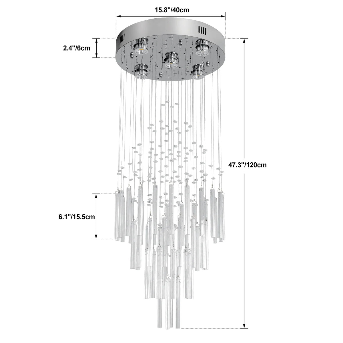 GreeLustr Crystal Ceiling Chandelier Pendant Light Fixture For Living Rooms