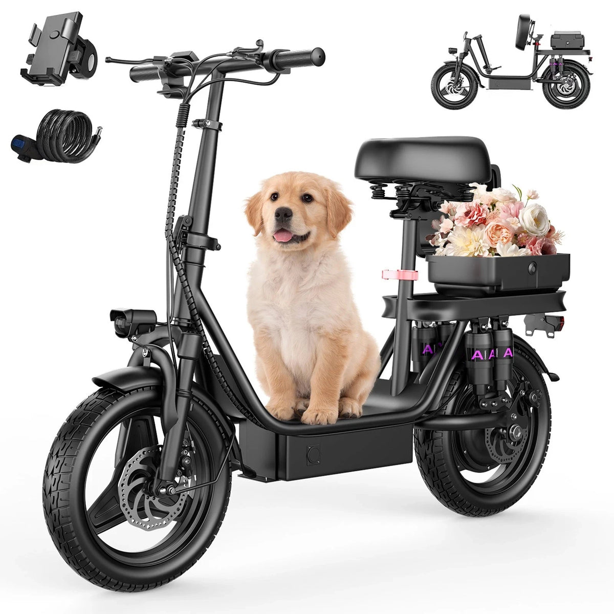 UPlee GQ8 Folding Electric Bike With 500W Peak Motor