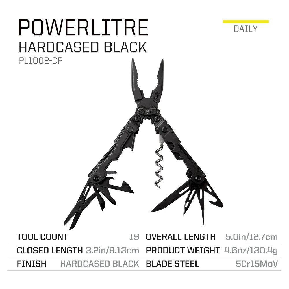 SOG PowerLitre 19 Function Stainless Steel Pocket Multitool Corkscrew