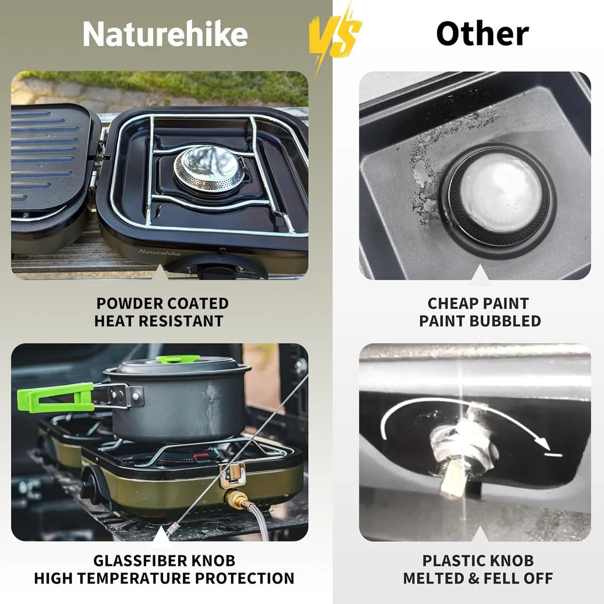 Naturehike Portable Two Burner Camping Gas Stove With Griddle