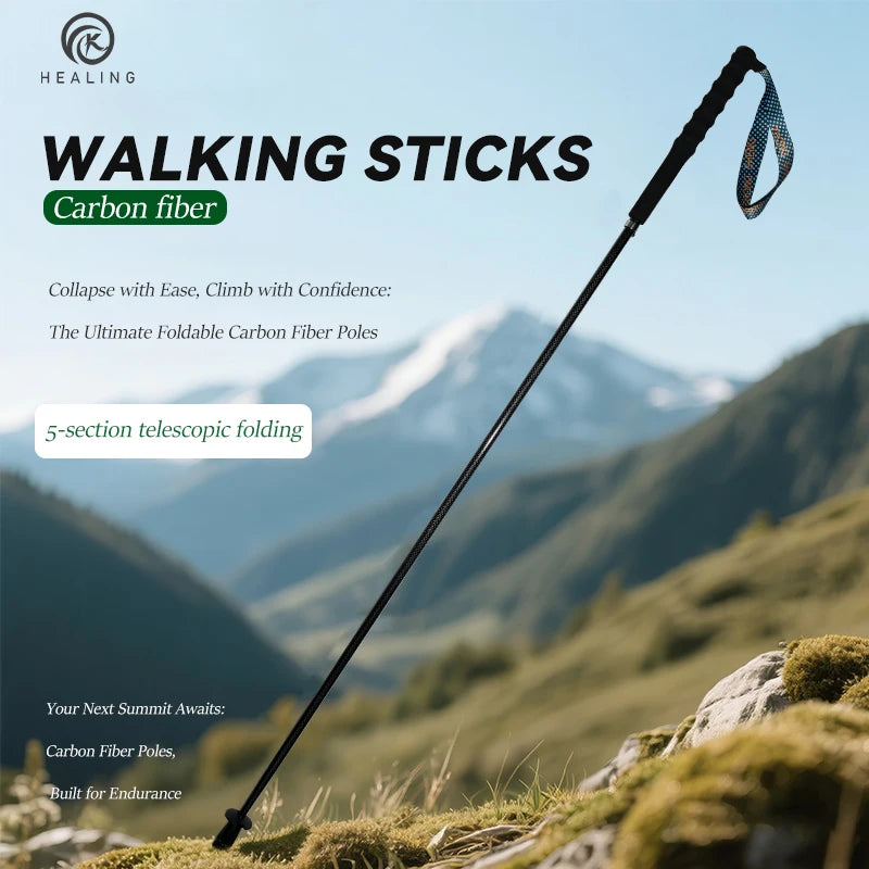 OKHEALING T800 Carbon Fiber Collapsible Hiking Trekking Poles