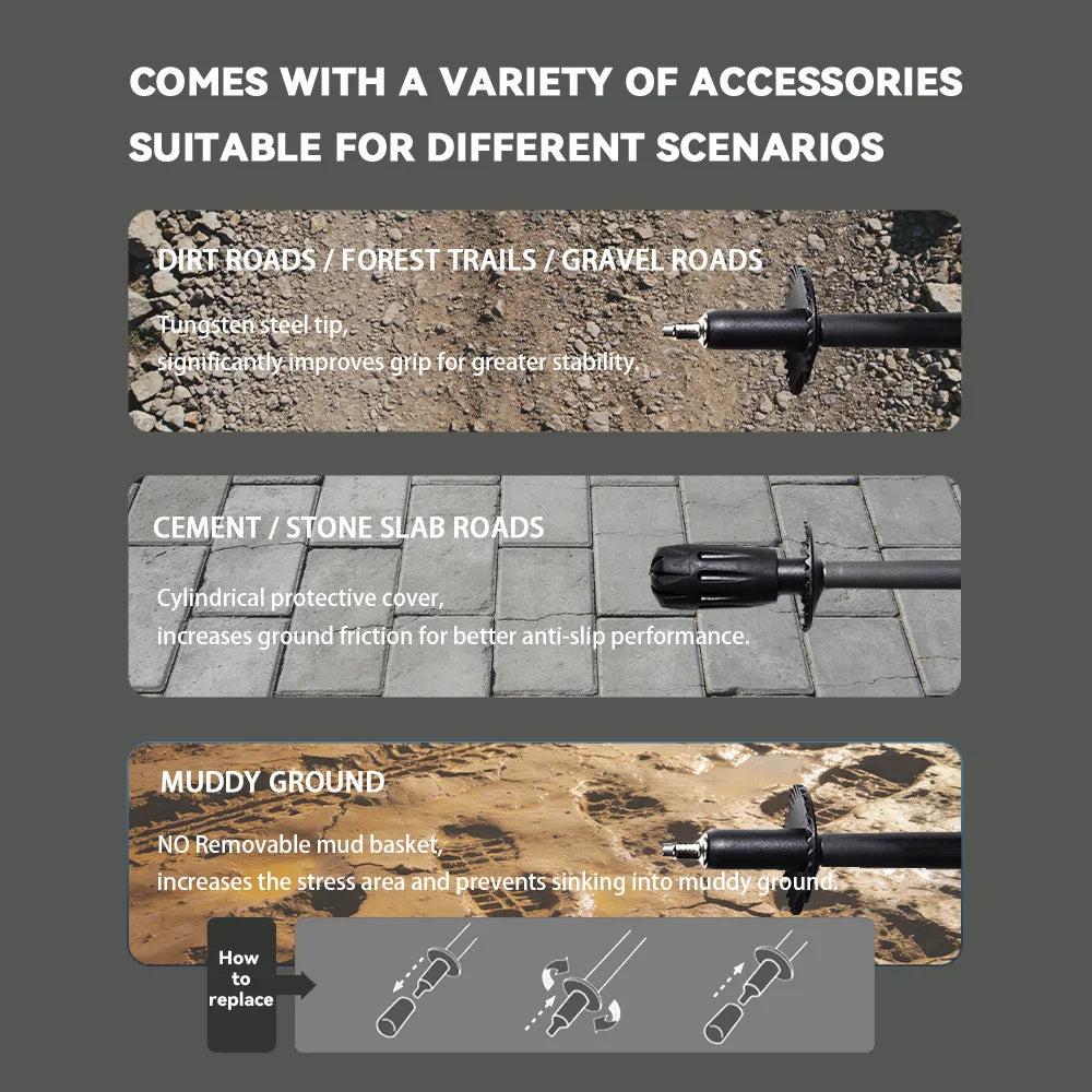 Okhealing Lightweight Five Section Carbon Fiber Trekking Poles