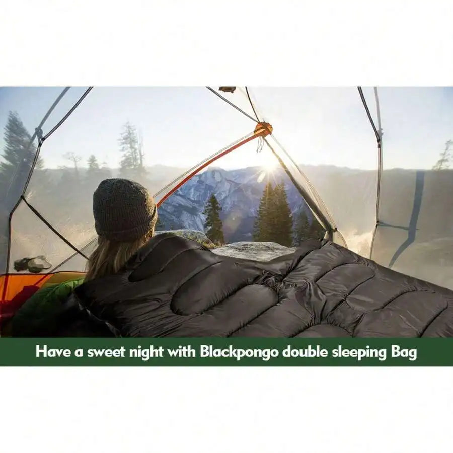 Double Sleeping Bag 2 Person All Season Camping With Pillow
