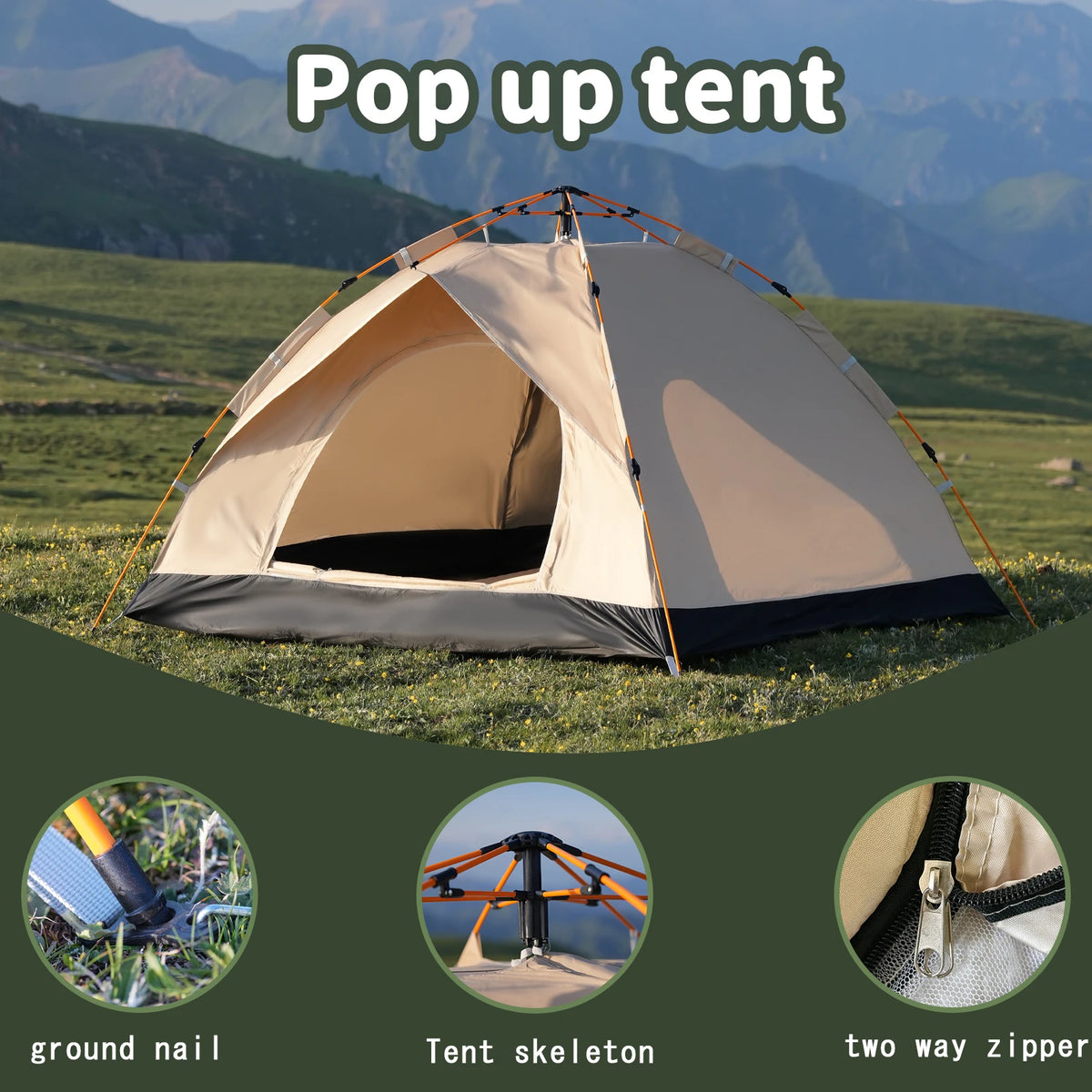 Pakicetus Instant Pop Up Dome Tent For Outdoor Camping Adventure