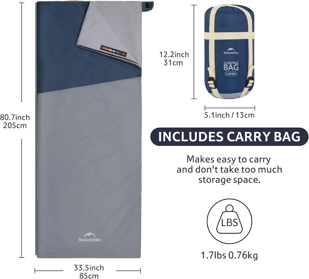 Naturehike Lightweight Envelope Sleeping Bag For Outdoor Camping