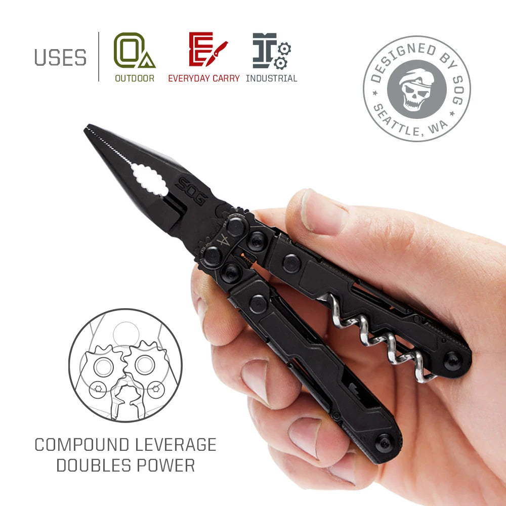 SOG PowerLitre 19 Function Stainless Steel Pocket Multitool Corkscrew