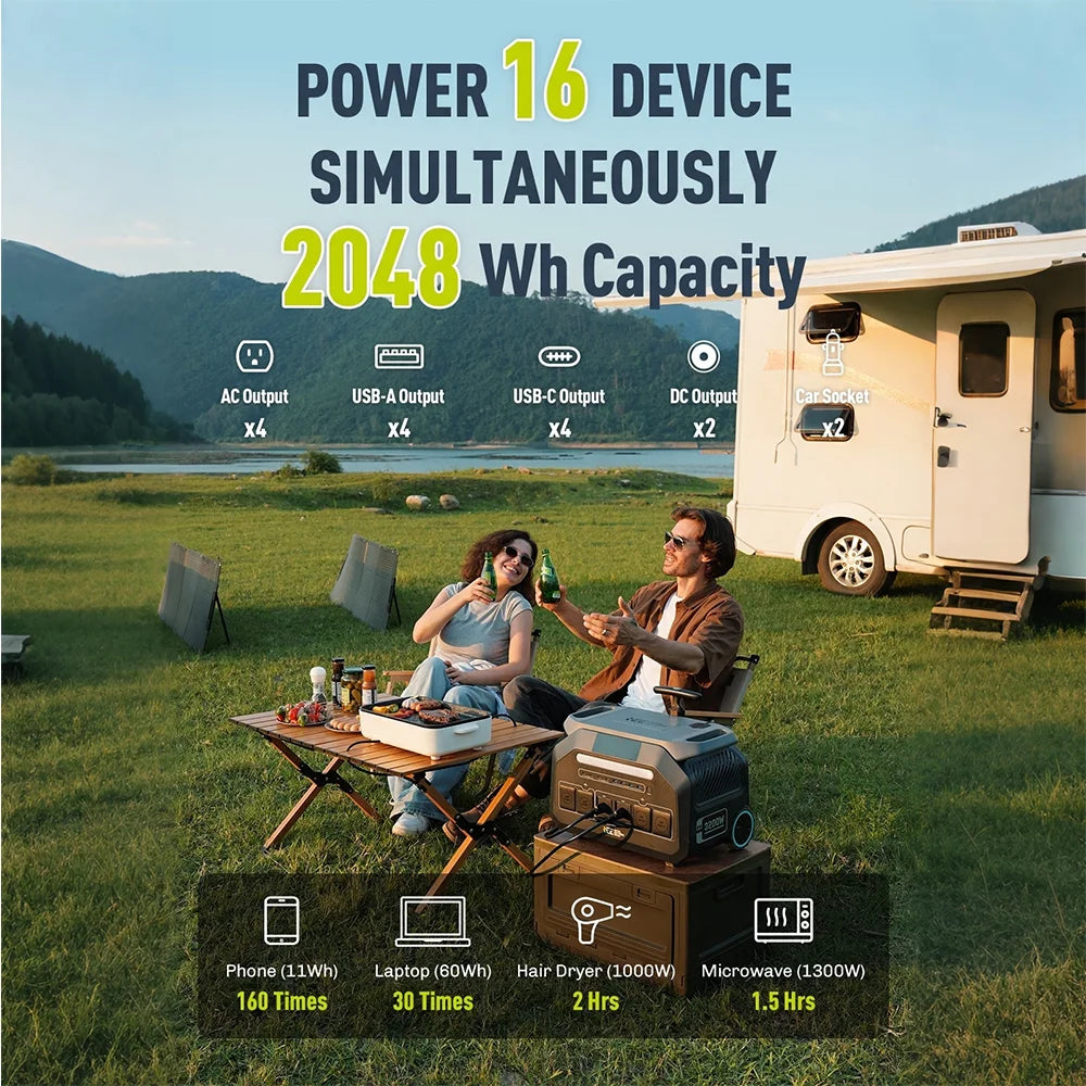 IEE P3200 Portable Power Station 3200W 2048Wh LiFePO4 Solar Generator