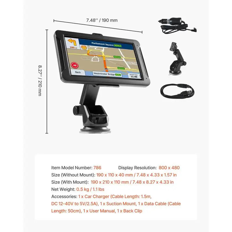 Vehicle GPS Navigation System With Dash Cam And Voice Guidance