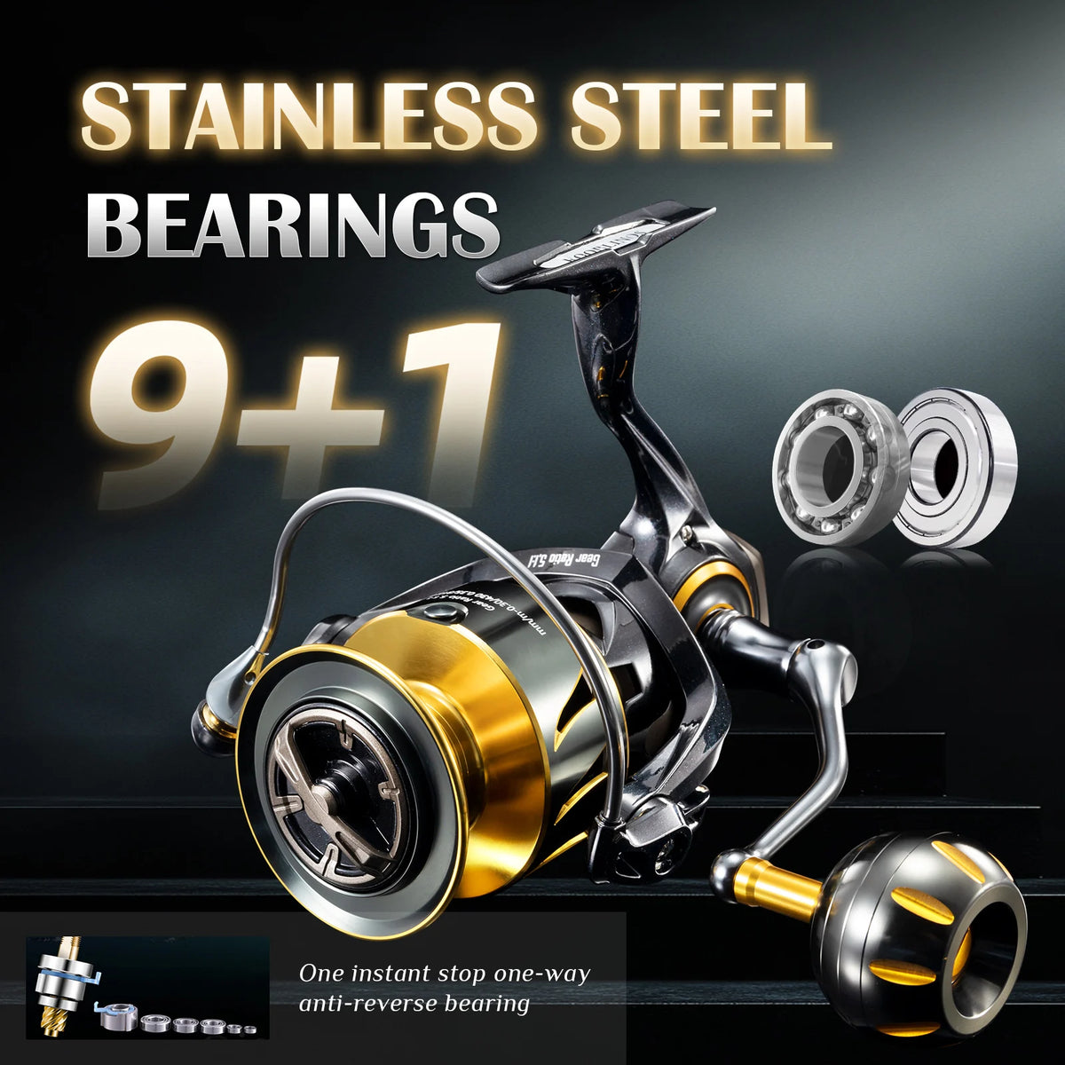 Rooblinos Spinning Reel Ultralight Saltwater Surf Aluminum Fishing Wheel