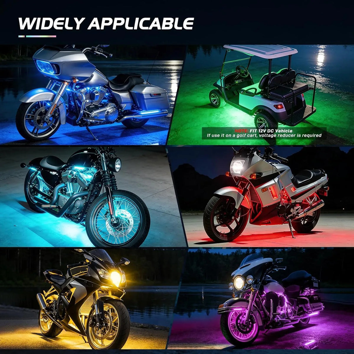 Nilight Motorcycle LED Underglow Light Kit With App Control Waterproof Lights