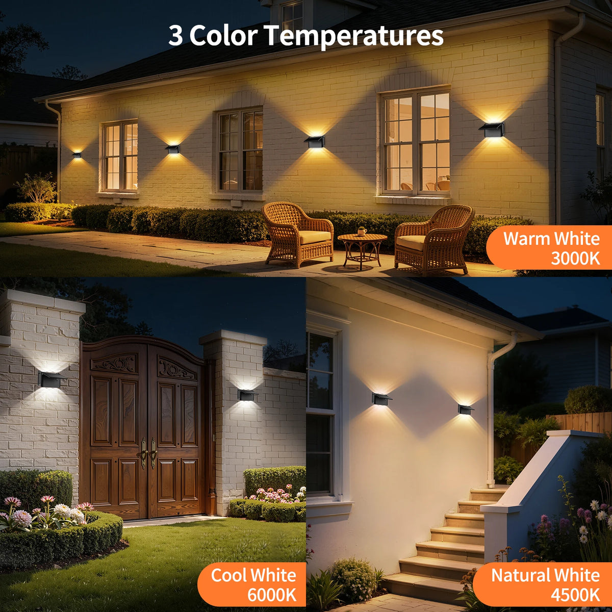 Intelamp Outdoor Solar Wall Lights With Three Color Modes