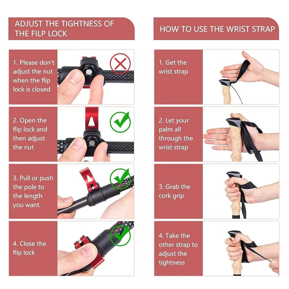 Naturehike Ultralight Carbon Fiber Telescopic Trekking Poles