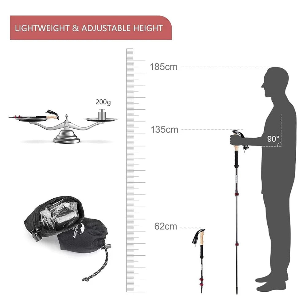 Naturehike Ultralight Carbon Fiber Telescopic Trekking Poles