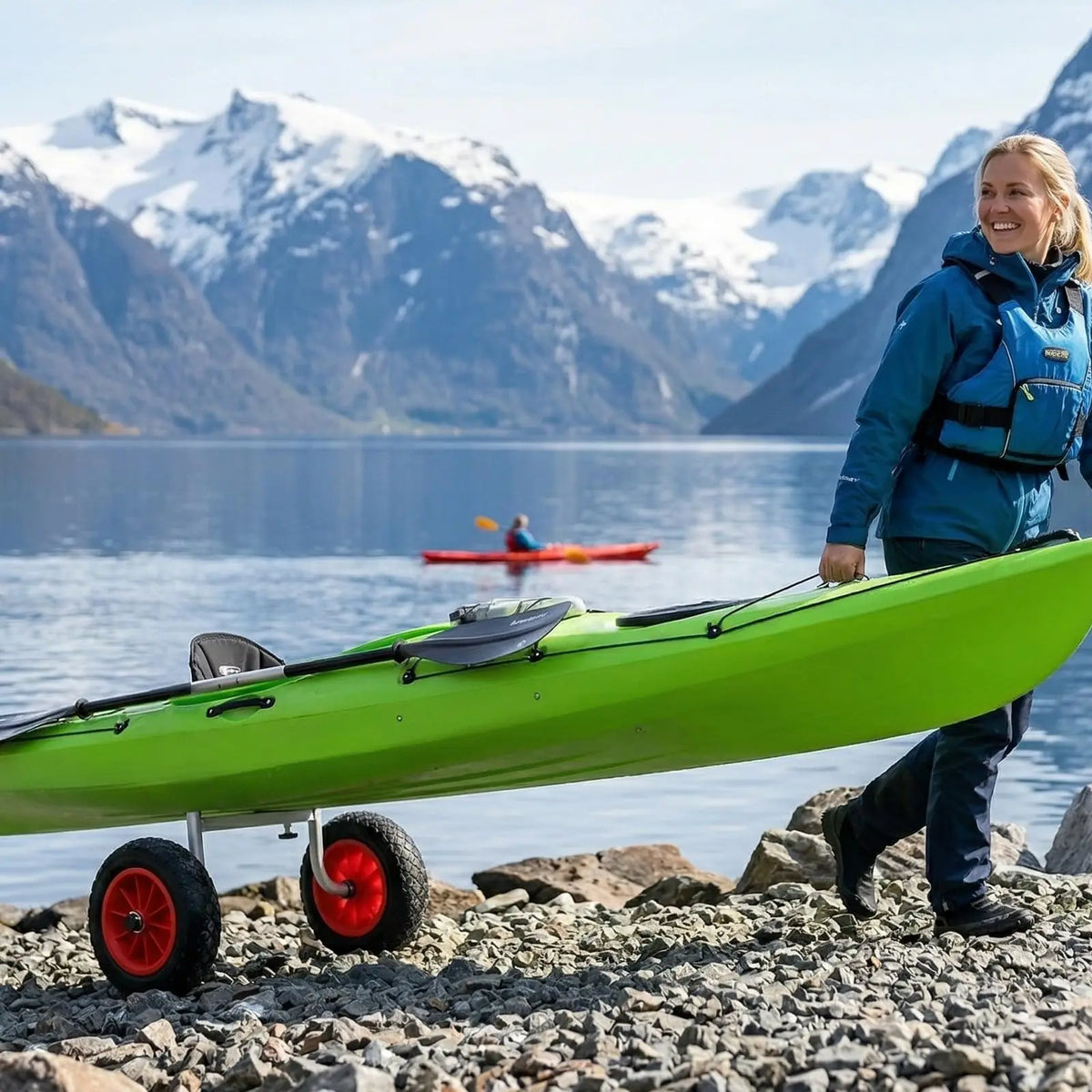 Heavy Duty Aluminum Kayak Cart With Foam Pads And Solid Wheels