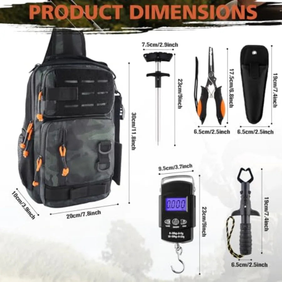 Water Resistant Fishing Backpack With Tackle Box And Rod Holder