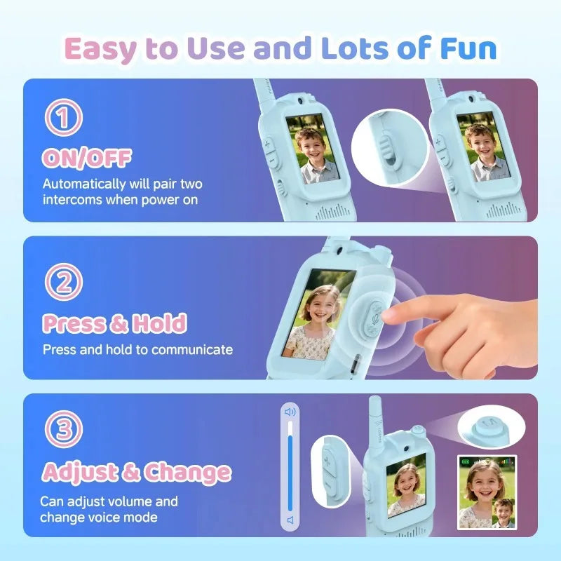 Kids Video Walkie Talkies With Rechargeable Voice Communication