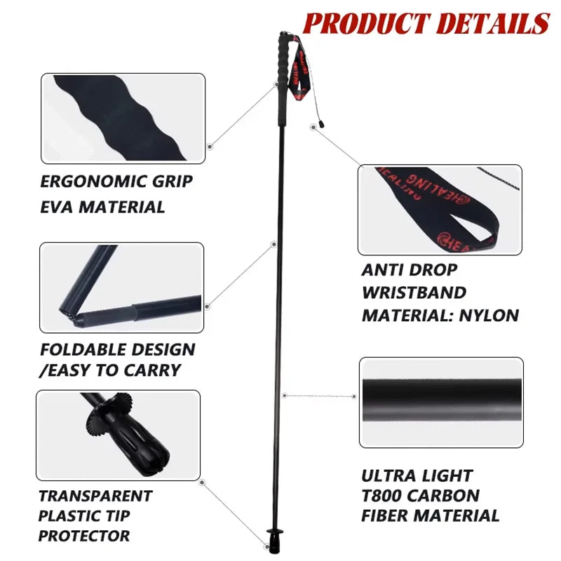 Okhealing Lightweight Five Section Carbon Fiber Trekking Poles
