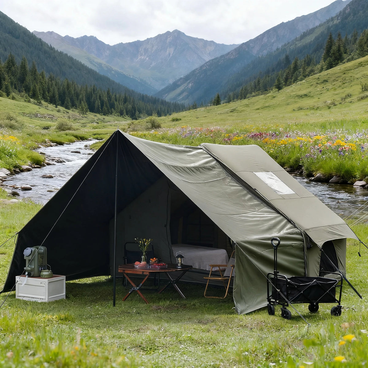 Pakicetus Inflatable Glamping Tent With Roof Window Quick Setup