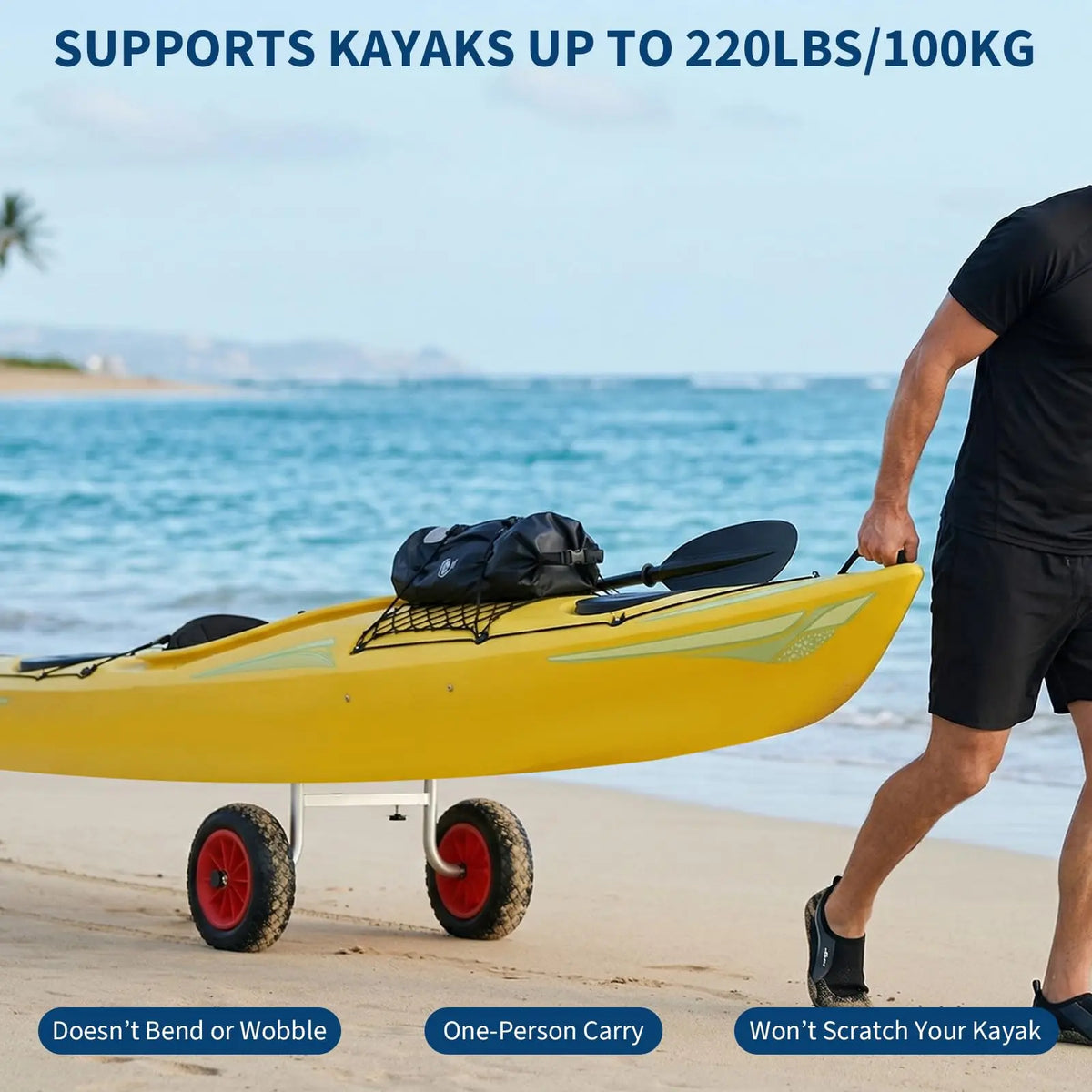 Heavy Duty Aluminum Kayak Cart With Foam Pads And Solid Wheels