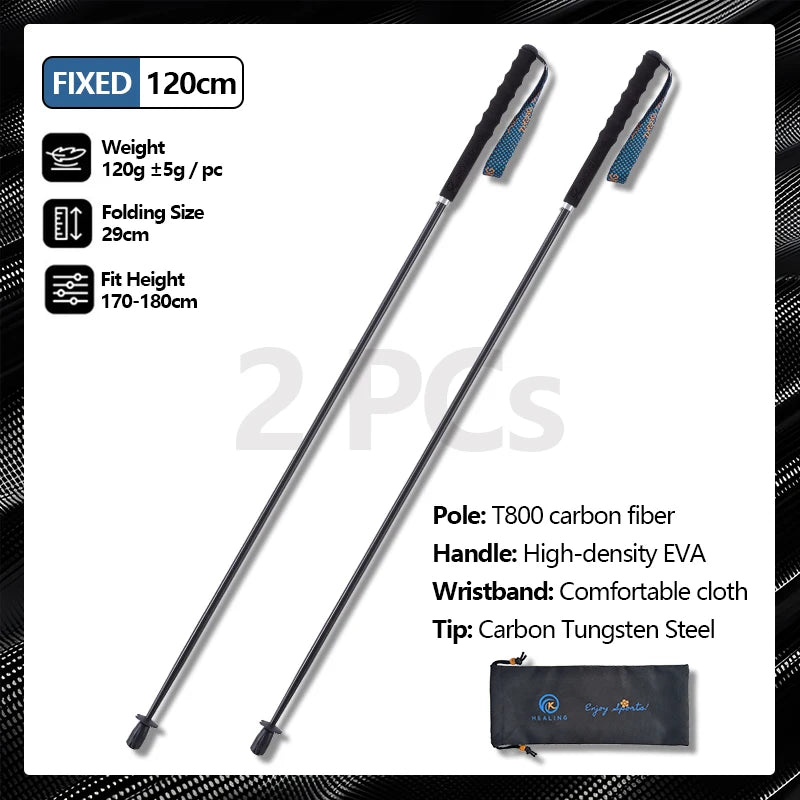 OKHEALING T800 Carbon Fiber Collapsible Hiking Trekking Poles