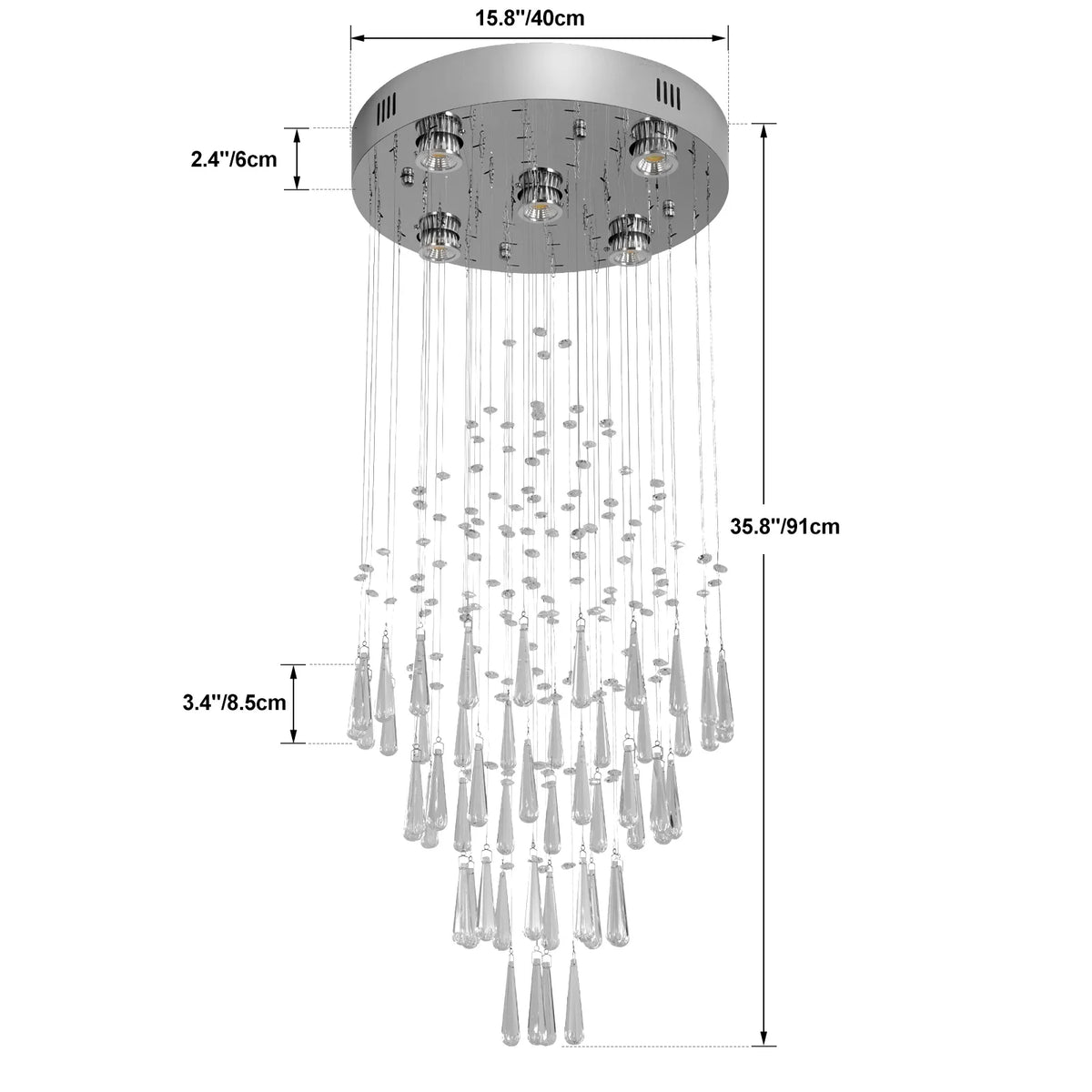 GreeLustr Crystal Ceiling Chandelier Pendant Light Fixture For Living Rooms