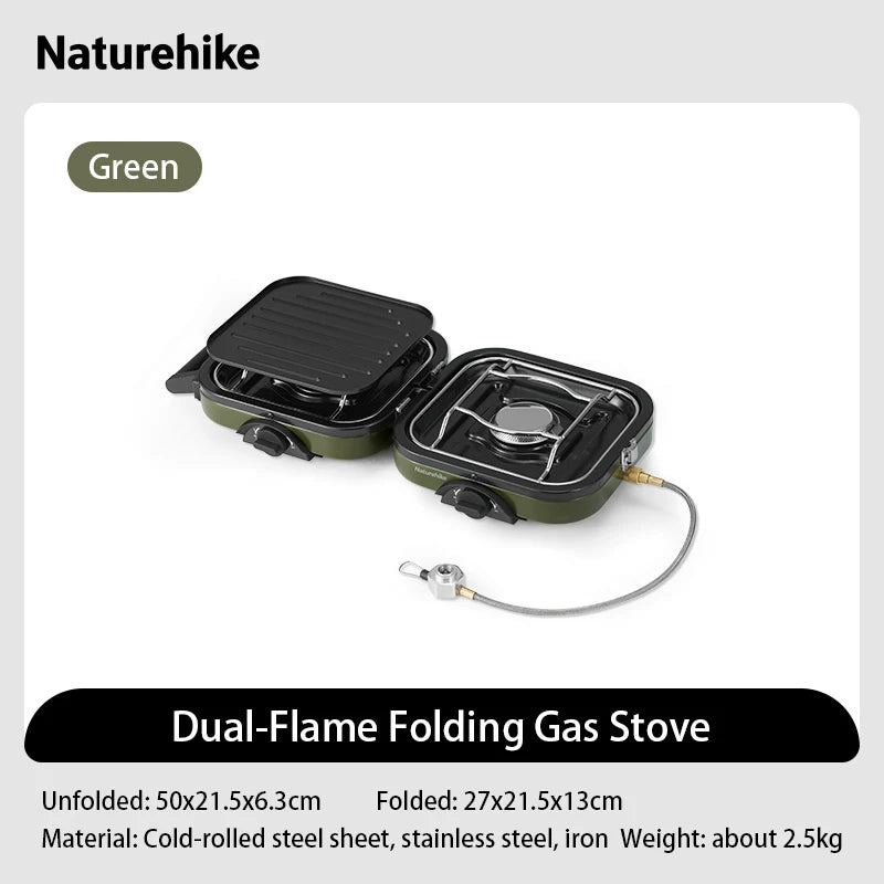 Naturehike Portable Two Burner Camping Gas Stove With Griddle