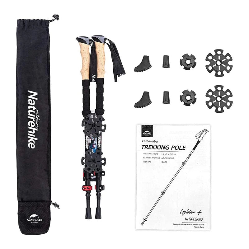 Naturehike Carbon Fiber Collapsible Trekking Poles For Hiking