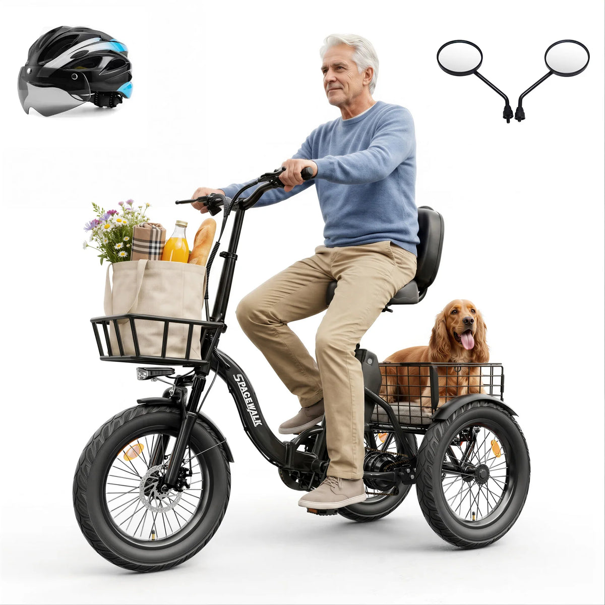 EILLEO SPACEWALK 1200W Peak Electric Trike With Rear Cargo Basket