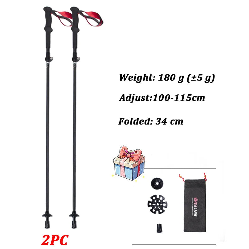 OKHEALING Lightweight Carbon Fiber Telescopic Trekking Poles
